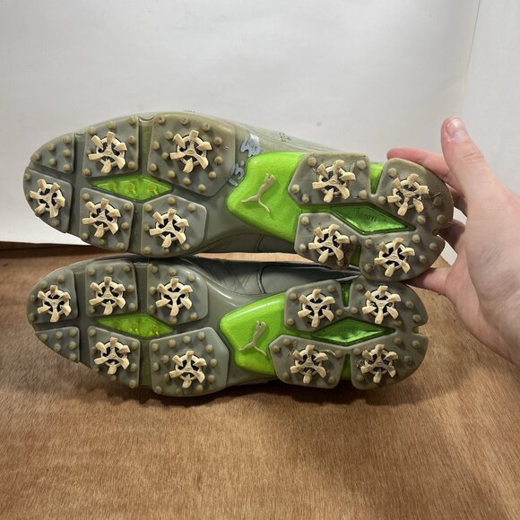 Puma Titan Tour Ignite Premium Golf Shoes Men Size 10 Drizzle-green gecko - Picture 8 of 10